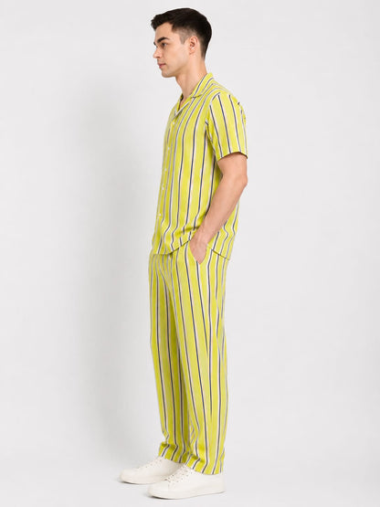 Men’s Cotton Co-ord Set | Lime Green Casual Two-Piece Set