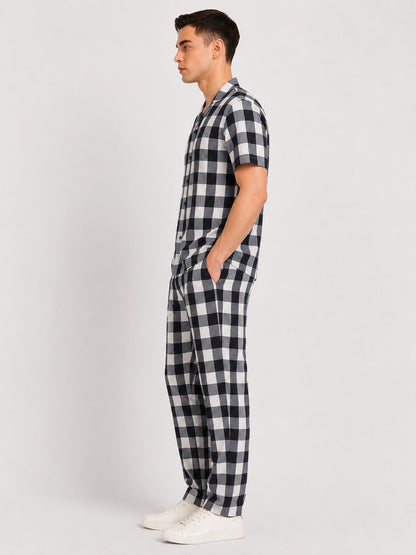Men’s Black & White Gingham Co-ord Set | Cotton Casual Outfit