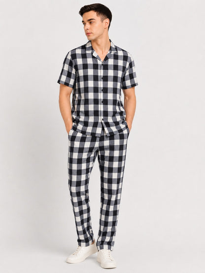 Men’s Black & White Gingham Co-ord Set | Cotton Casual Outfit