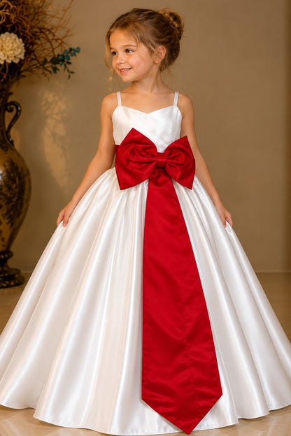 White Satin Dress for Girls | Elegant Glass Satin Occasion Dress