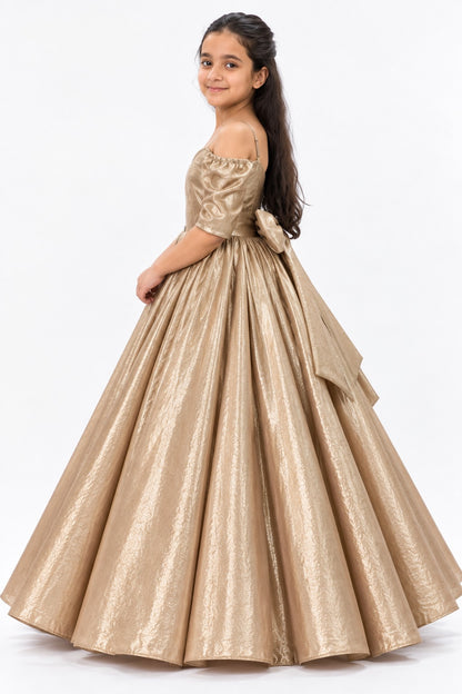 Golden Shimmer Party Gown for Girls | Kids Occasion Wear