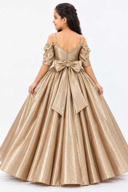 Golden Shimmer Party Gown for Girls | Kids Occasion Wear