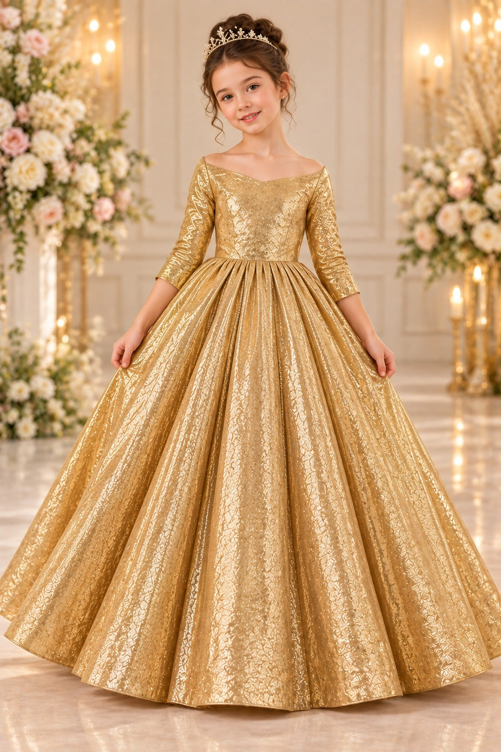 Golden Girls Gown | Shimmer Elegant Party Wear Dress