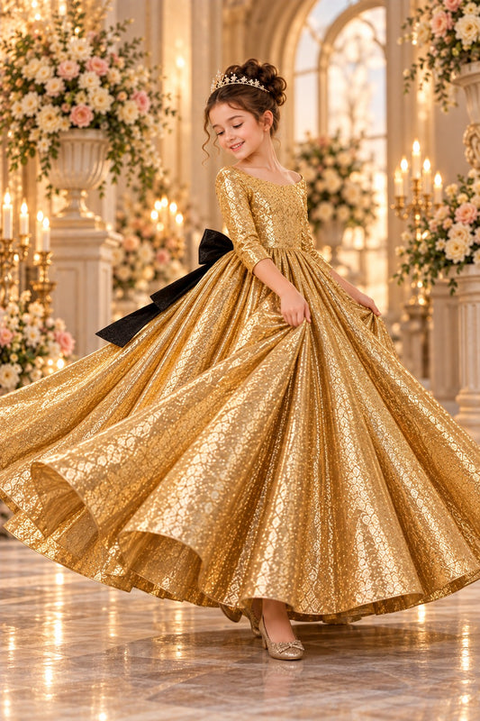 Golden Girls Gown | Shimmer Elegant Party Wear Dress