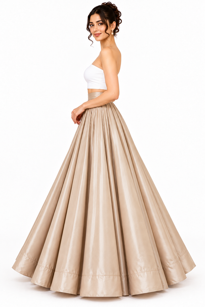 Beige Satin Skirt for Women for Parties and Special Occasions