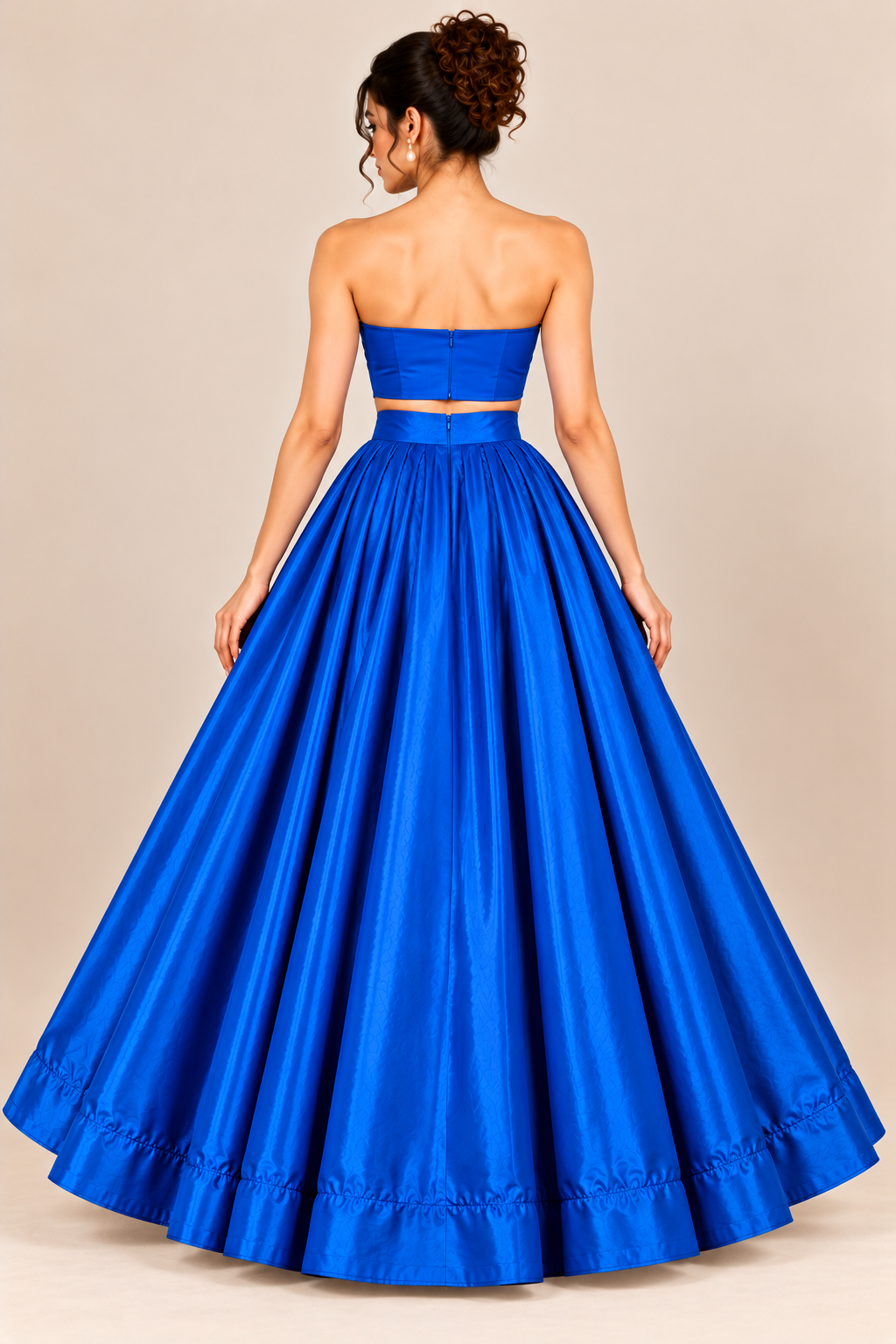 Tilism Glossy Blue Satin Skirt for Women