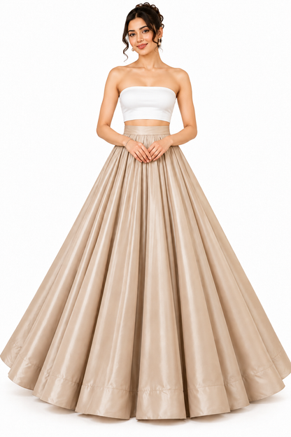 Beige Satin Skirt for Women for Parties and Special Occasions