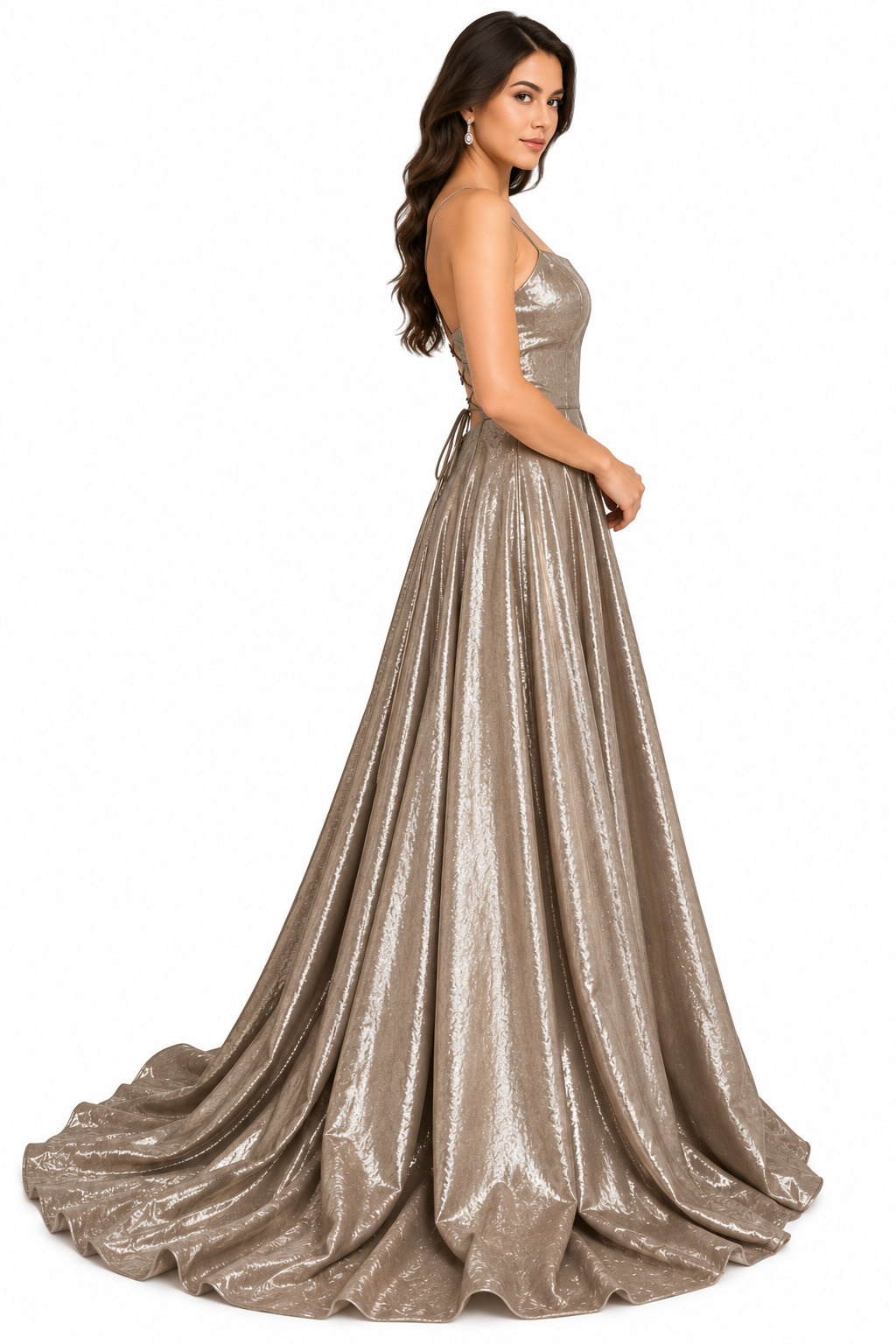 Champagne Gold Shimmer Gown for Women | Wedding & Party Wear