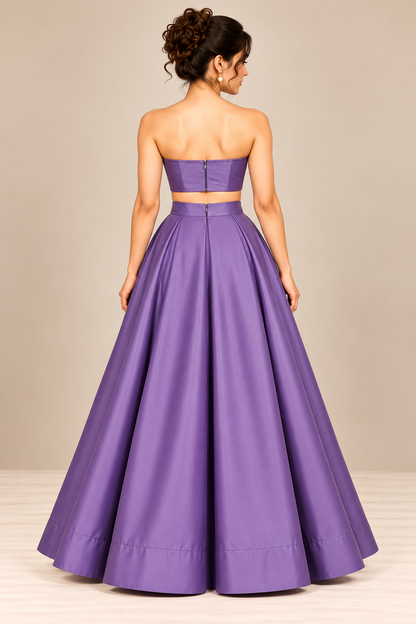 Women’s Lavender Purple Satin Flared Maxi Skirt | High-Waist Pleated Full-Length Party Wear Skirt