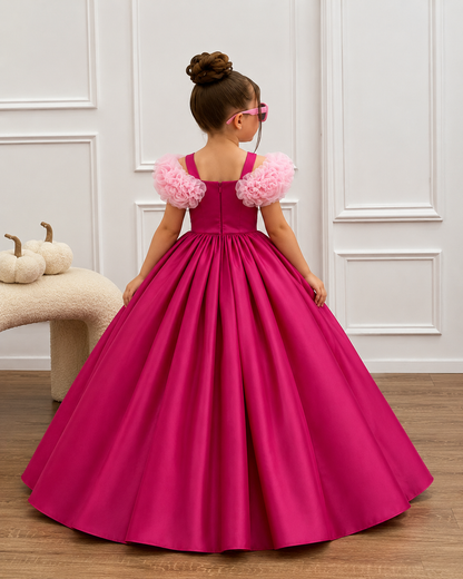 Rosé Bloom Ruffle Princess Ball Gown