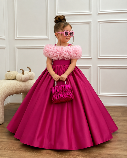 Rosé Bloom Ruffle Princess Ball Gown