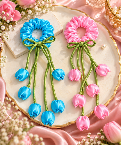 Women’s Pink & Blue Hair Scrunchies Set of 2 | Everyday Accessories