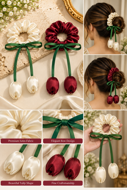Red & White Scrunchies for Women Pack of 2 | Hair Accessories