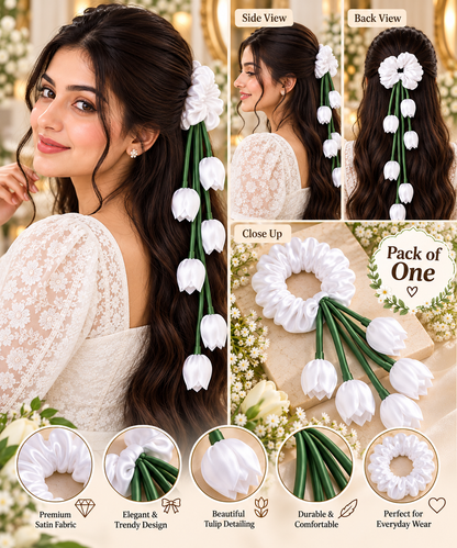 Women’s White Hair Scrunchie | Casual & Stylish Hair Accessory