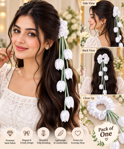 Women’s White Hair Scrunchie | Casual & Stylish Hair Accessory