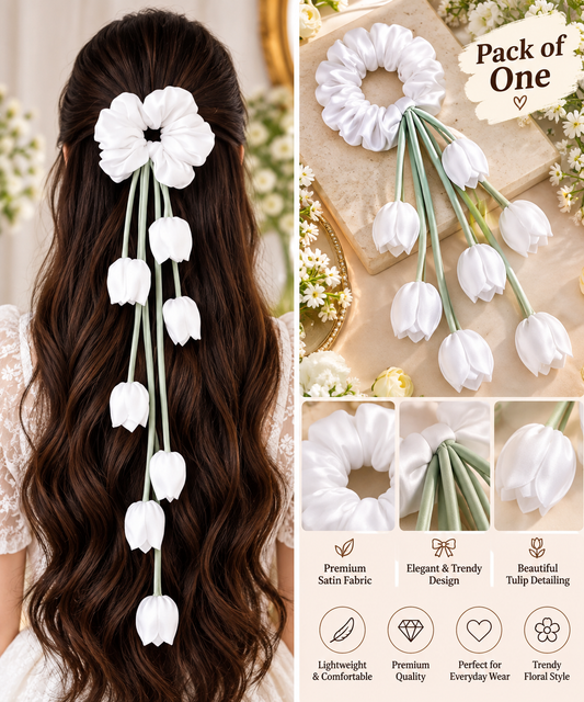Women’s White Hair Scrunchie | Casual & Stylish Hair Accessory