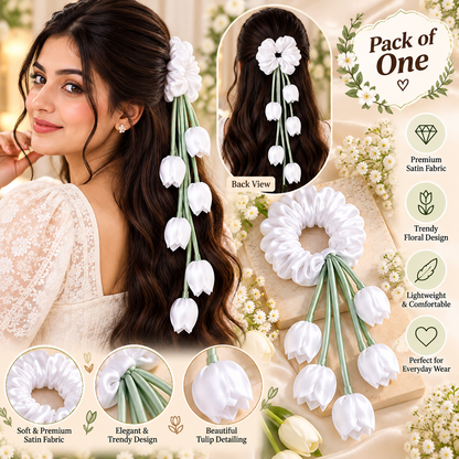 Women’s White Hair Scrunchie | Casual & Stylish Hair Accessory