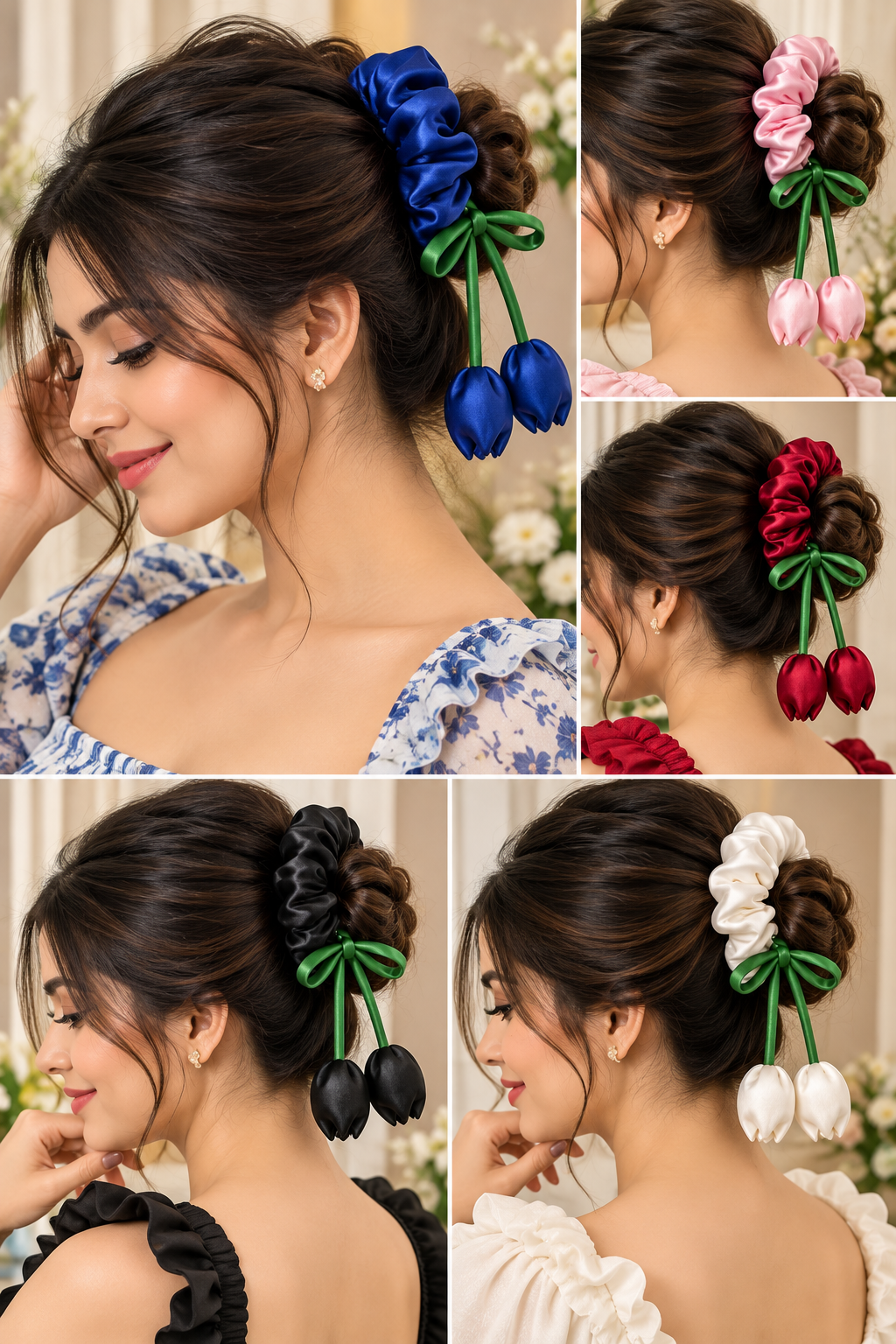 Multicolor Hair Scrunchies Pack of 5 for Women | Hair Accessories