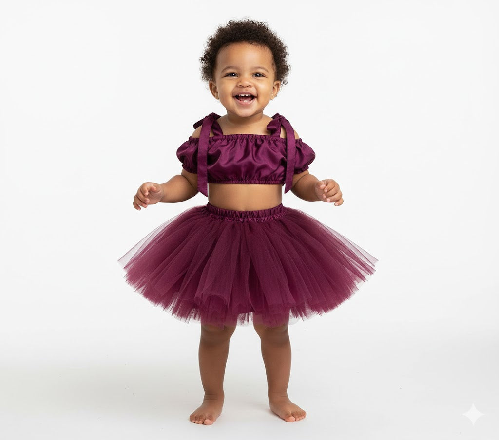 Baby Girl Dress Set – Trendy Top & Skirt for Little Girls purple