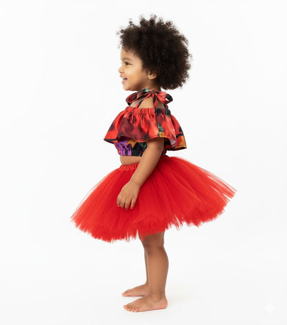 Baby Girl Dress Set – Trendy Top & Skirt for Little Girls red