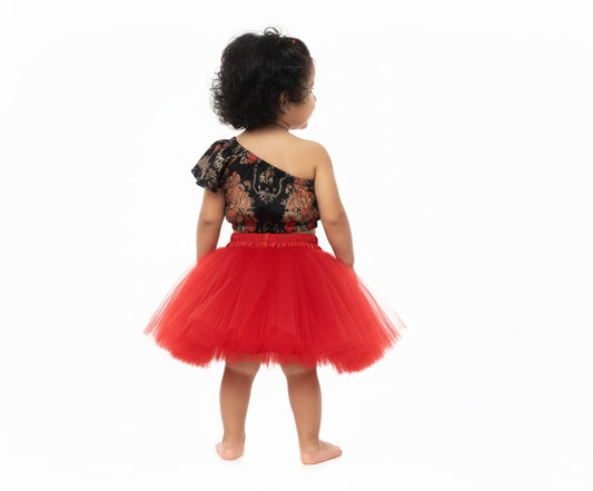 Baby Girl Dress Set – Trendy Top & Skirt for Little Girls red