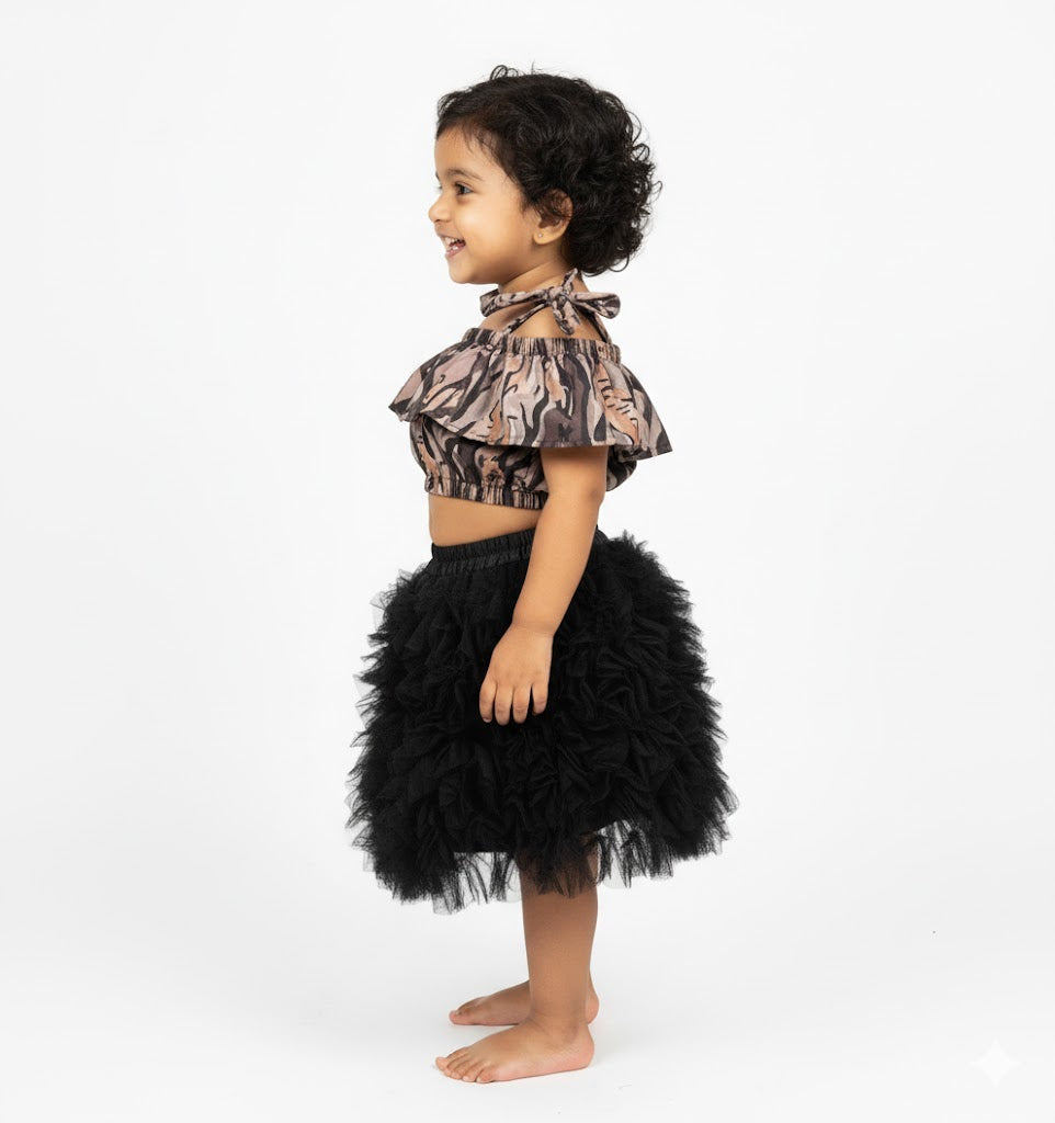 Baby Girl Dress Set – Trendy Top & Skirt for Little Girls black