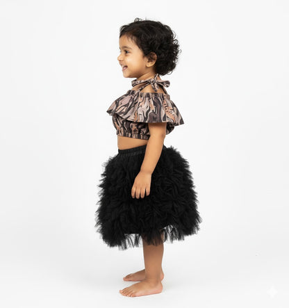 Baby Girl Dress Set – Trendy Top & Skirt for Little Girls black