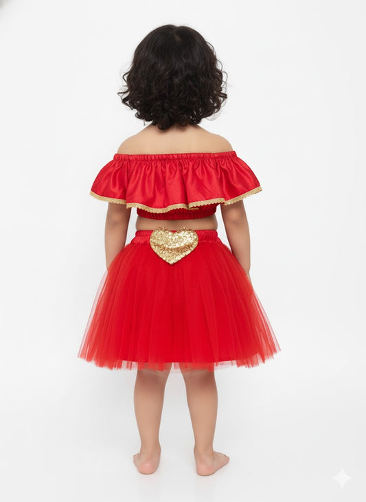 Baby Girl Dress Set – Trendy Top & Skirt for Little Girls red