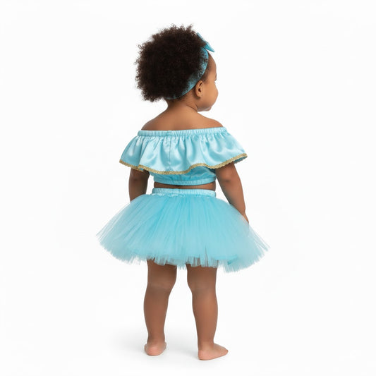 Baby Girl Dress Set – Trendy Top & Skirt for Little Girls blue