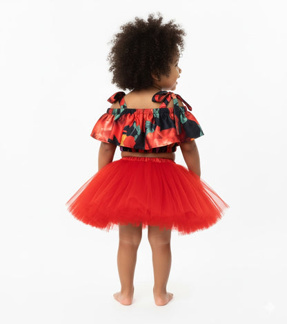 Baby Girl Dress Set – Trendy Top & Skirt for Little Girls red