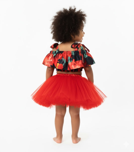 Baby Girl Dress Set – Trendy Top & Skirt for Little Girls red