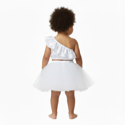 Baby Girl Dress Set – Trendy Top & Skirt for Little Girls white