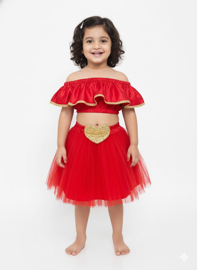 Baby Girl Dress Set – Trendy Top & Skirt for Little Girls red