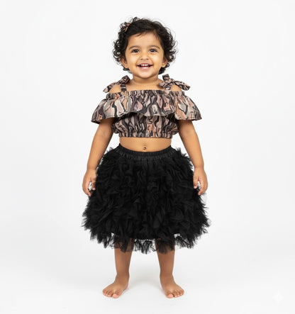 Baby Girl Dress Set – Trendy Top & Skirt for Little Girls black