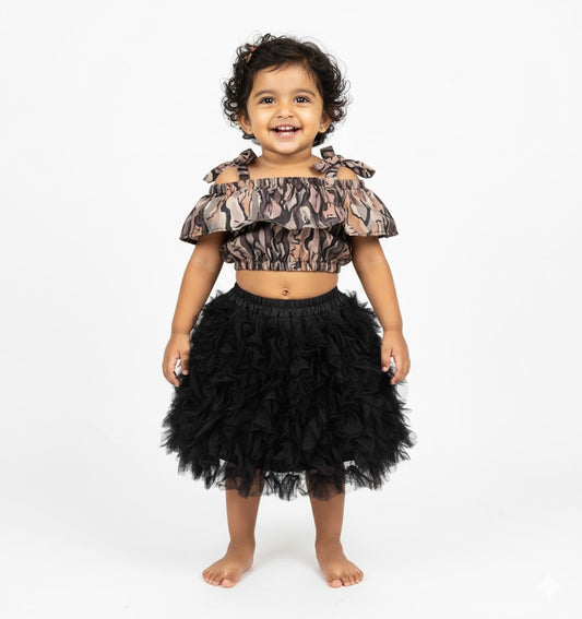 Baby Girl Dress Set – Trendy Top & Skirt for Little Girls black
