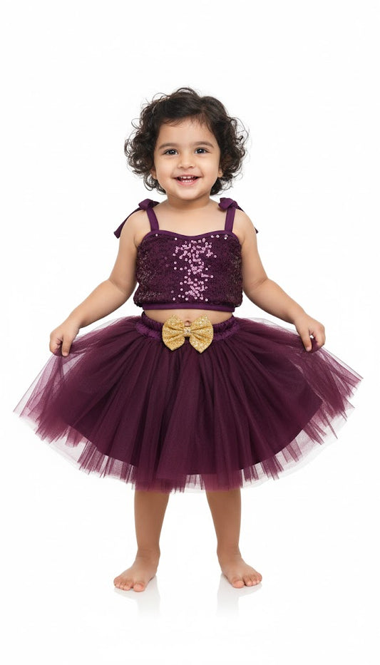 Baby Girl Dress Set – Trendy Top & Skirt for Little Girls purple