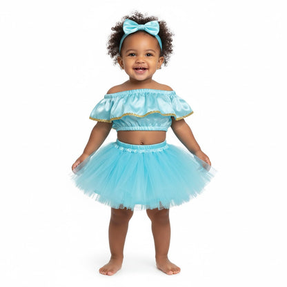 Baby Girl Dress Set – Trendy Top & Skirt for Little Girls blue