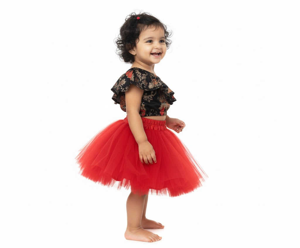 Baby Girl Dress Set – Trendy Top & Skirt for Little Girls red