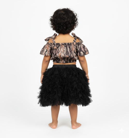 Baby Girl Dress Set – Trendy Top & Skirt for Little Girls black