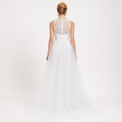 Elegant Women Net Fit & Flare Maxi Dress – Layered Tulle Party & Evening Gown white